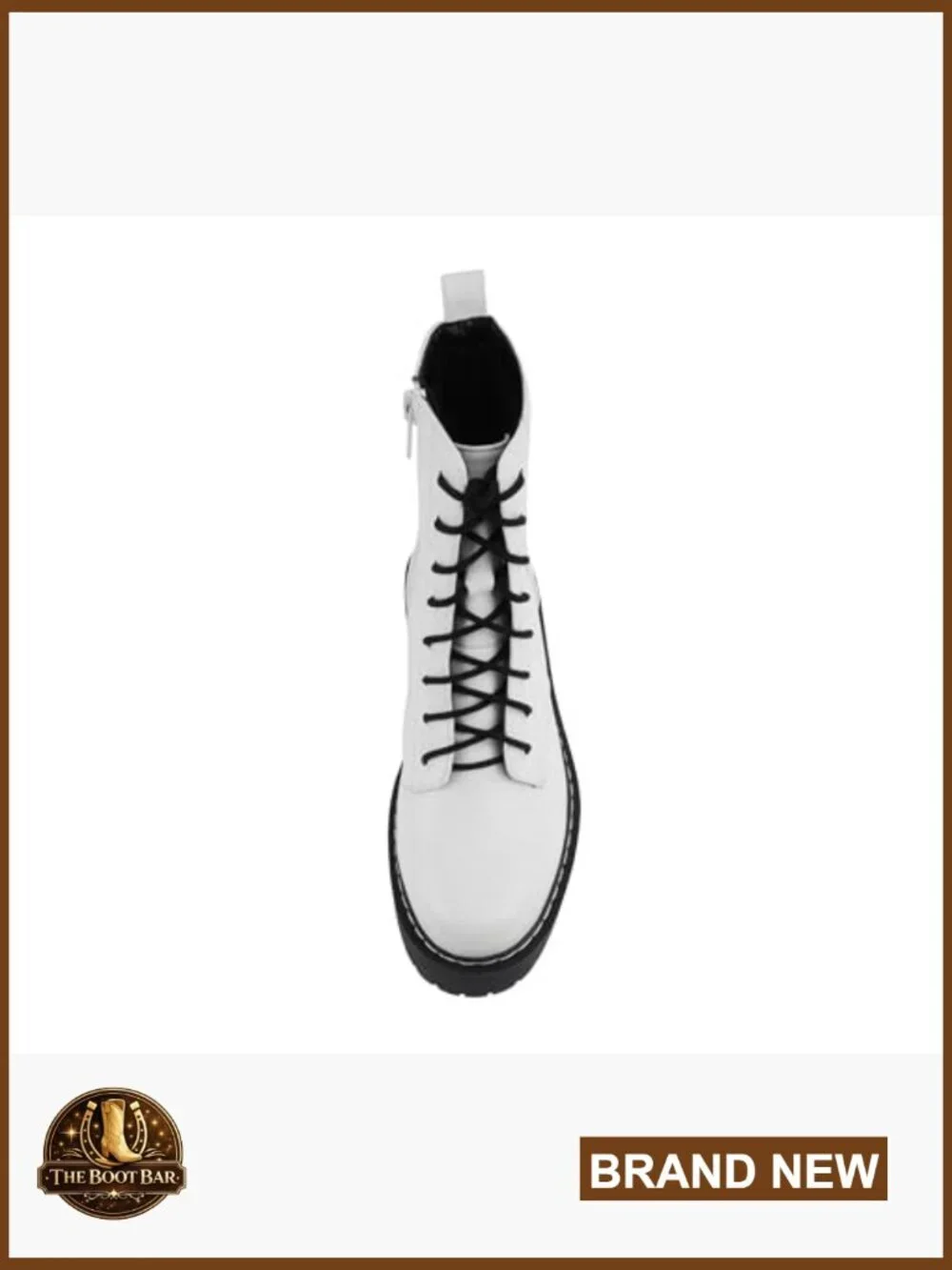 Chunky Lug Sole Lace Up Combat Ankle Boot with Side Zipper Platform